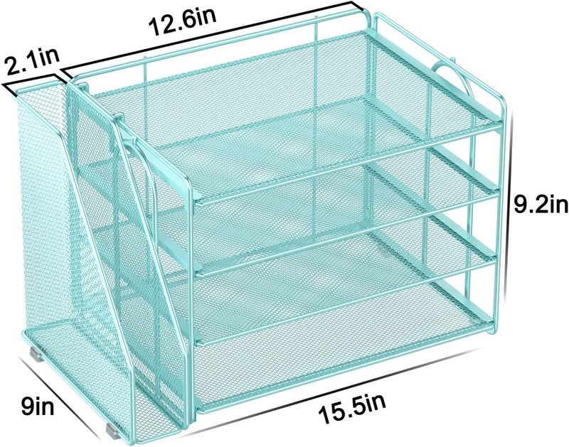 Spacrea Desk Organizers and Accessories, Paper Organizer for Desk with File organizer, Desk Accessories & Workspace Organizers for Office Supplies (Blue) - Image 5